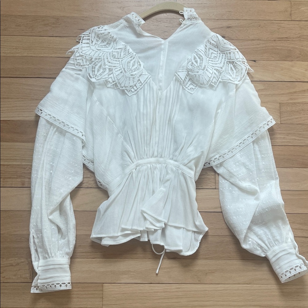 IRO White Textured Blouse lace size S - Picture 6 of 12